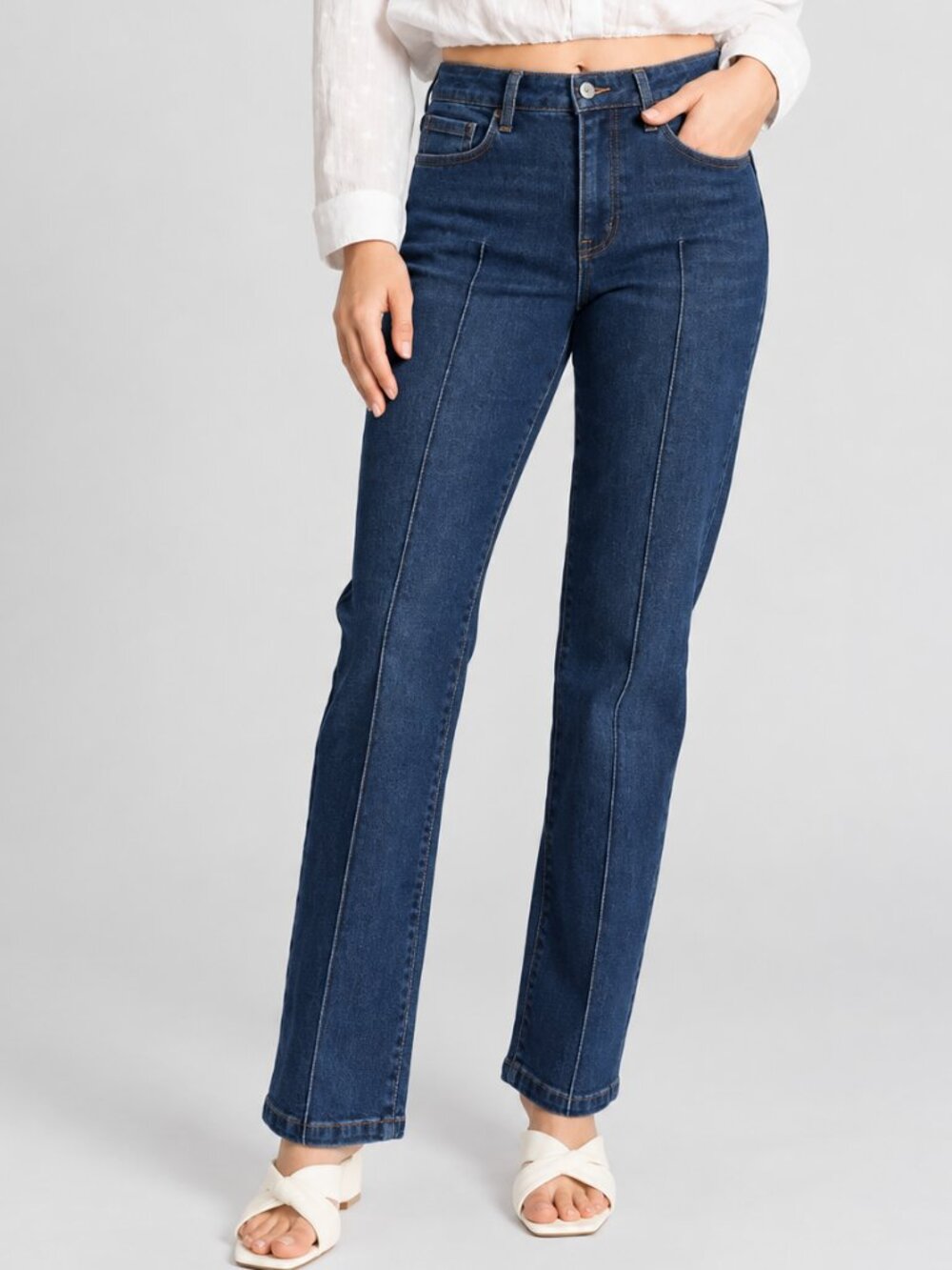 Oat New York Dark Wash High Rise Wide Leg Center Seam Jeans SZ 8 29